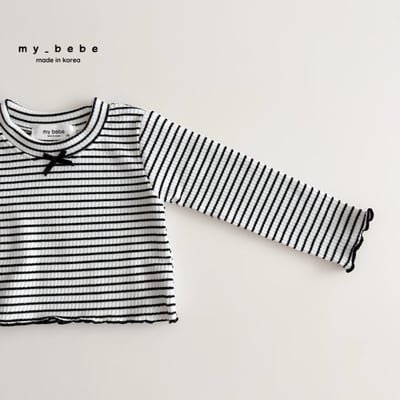 my_bebe02｜(-12m-7y) 條紋蝴蝶結捲邊上衣6