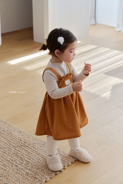 bebe nine29 (65cm-115cm) 3色荷葉摺邊吊帶洋裝4