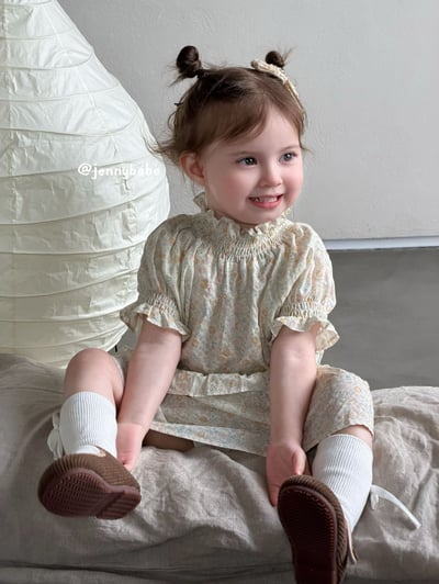 JE715｜(80-110cm) 小碎花縮口袖套裝9