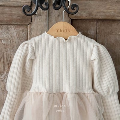 M-KIDS02｜(55-80cm) 2色羅紋捲邊薄紗綁帶包屁衣10