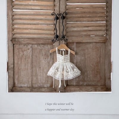 M-KIDS48｜(65-80cm) 1色蕾絲綁帶圍裙3