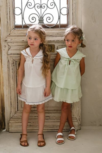 FLO37｜(75-140) 花邊翻領綁帶上衣6