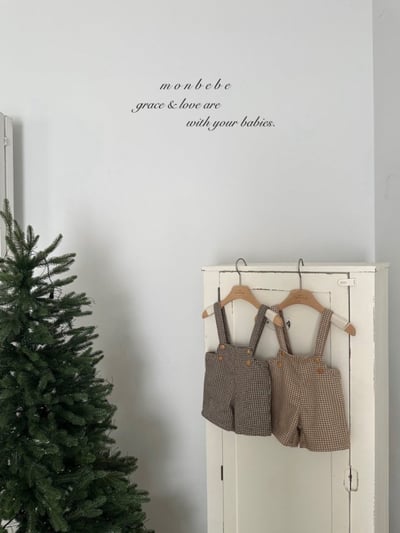 MONBEBE12｜(1y-8y) 復古格紋吊帶褲5