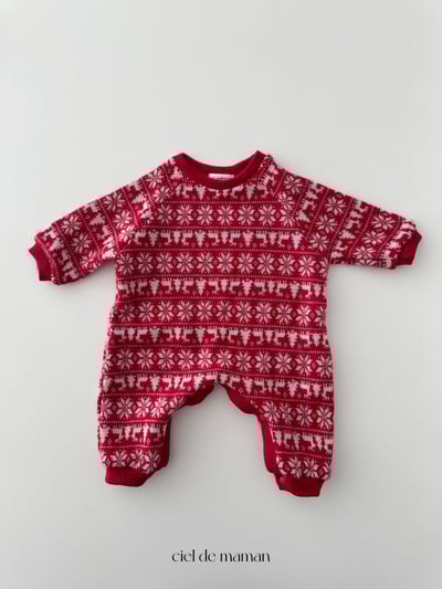 Cieldemaman07｜(3M~15M)  3色雪花麋鹿針織包屁衣含帽子22