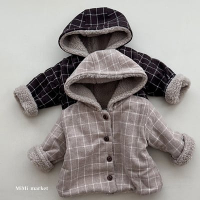 mimi market08 (65-85cm)  格子鈕扣外套2
