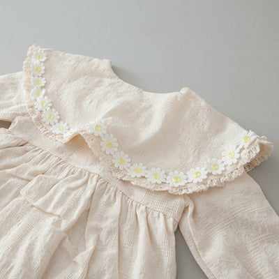 LEMONADE38｜(55cm-85cm) 1色雛菊花邊翻領包屁衣含帽子9