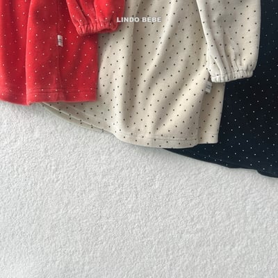 Lindo26｜(3m-18m) 波點絲絨洋裝3