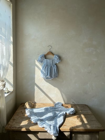 Anne Shirley32｜(1y-5y) 1色夏日藍碎花公主袖洋裝5