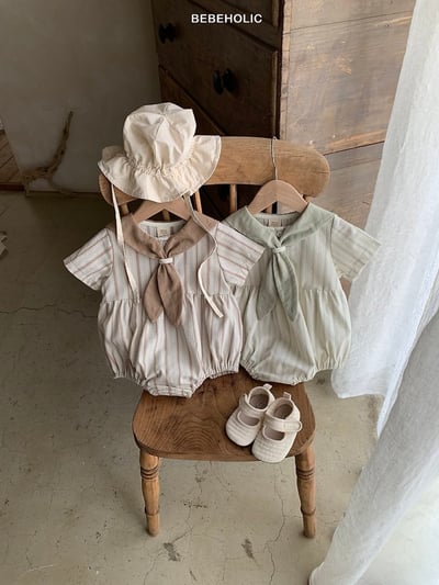 Bebe holic19｜(3m-18m) 水手條紋連身服3