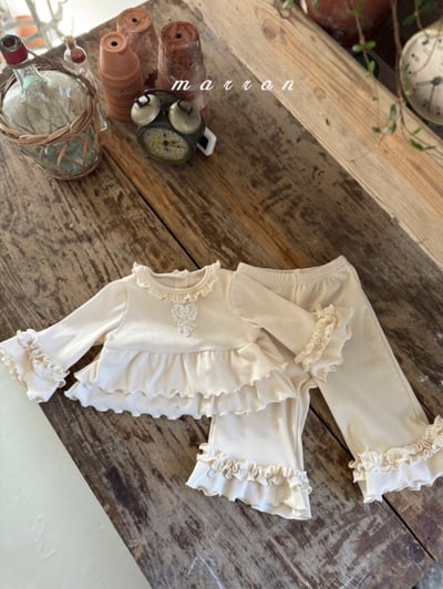 Marron10｜(1y-6y) 層次荷葉滾邊套裝2