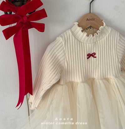 AOSTA10｜(6m-5y) 磨毛蝴蝶捲邊薄紗洋裝14