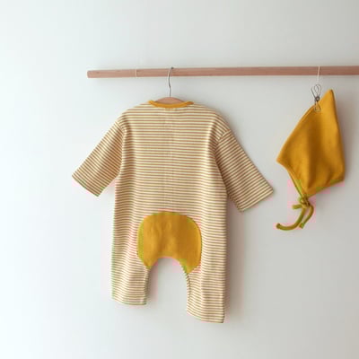 LEMONADE27｜(55cm-85cm) 3色條紋羅紋連身衣含帽子9