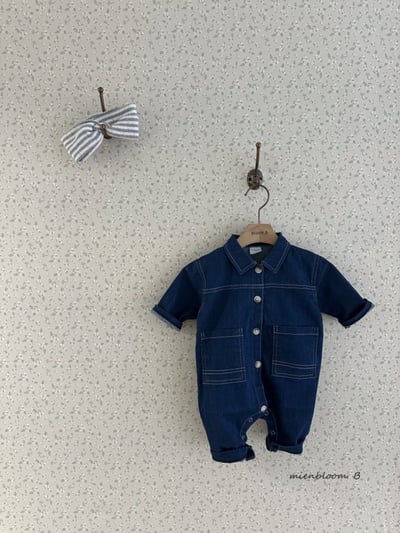 Bloom.b46｜(0m-18m) 有領牛仔連身衣1