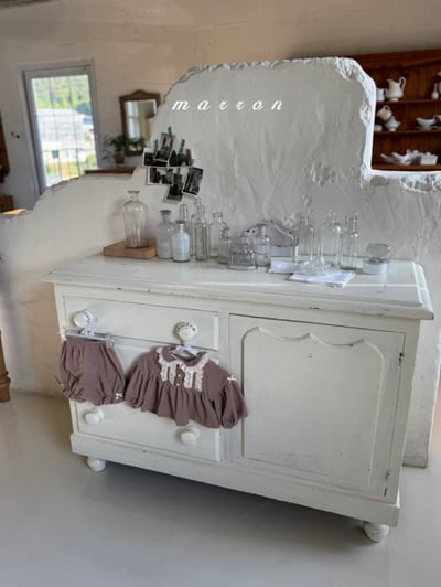 Marron 56｜(3m-18m) 宮廷袖蕾絲領花邊套裝14