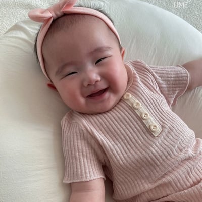 LIME&BLUE04｜(55-80cm)  素色鈕釦包屁衣8