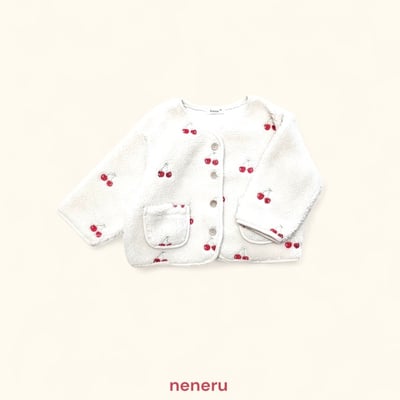 neneru19｜(70cm-125cm) 1色刺繡櫻桃刷毛外套2