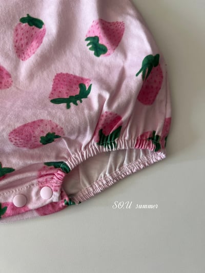 SO.U14｜(6m-18m) 草莓印花無袖包屁衣4
