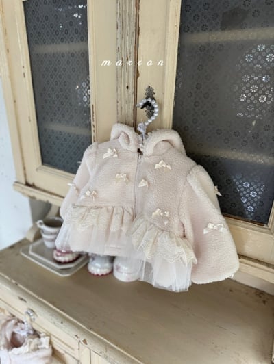 Marron 08｜(1y-6y) 蝴蝶緞帶薄紗裙擺磨毛外套10