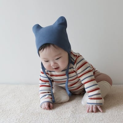 LEMONADE33｜(55cm-85cm) 2色雙條紋包屁衣含帽子4