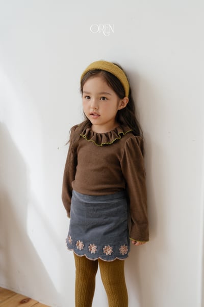 OREN24｜(85-120cm) 復古小雛菊刺繡褲裙15