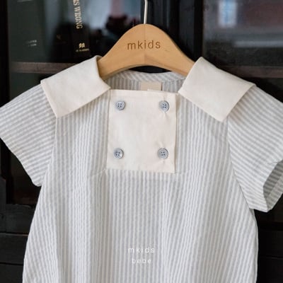 M-KIDS44｜(65-80cm) 條紋排釦包衣5