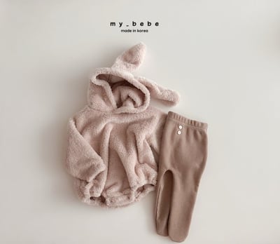 my_bebe20｜(-6m-12m-) 刷毛小兔連帽包屁衣5