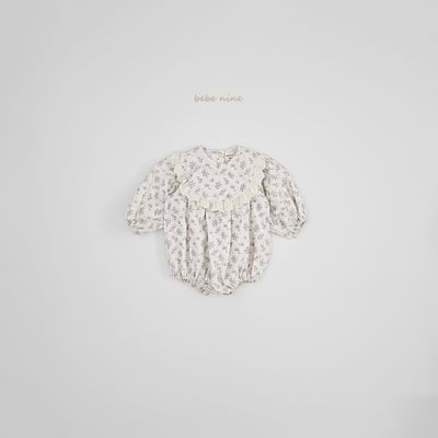 bebe nine11 (55cm-75cm) 2色蕾絲領碎花包屁衣17