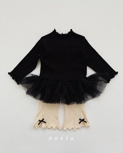 AOSTA34｜(6m-5y) 緞帶捲邊小喇叭褲12