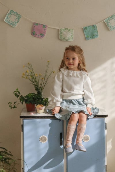 FLO29｜(75-140) 2色荷葉花瓣領縮口上衣11