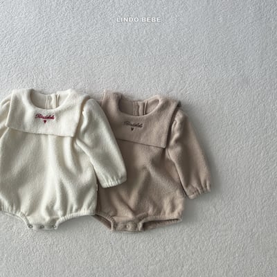 Lindo11｜(3m-18m) 水手翻領抓絨次袖包屁衣8