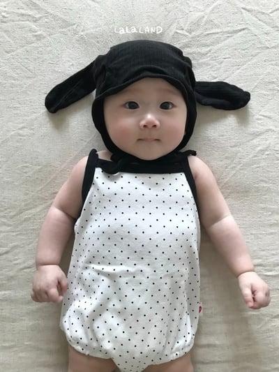 lala land34｜(3m-18m) 2色波點愛心細肩包屁衣4