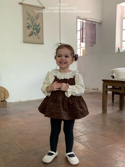 JE582｜(73-100cm) 滾邊翻領上衣/燈芯絨吊帶包屁裙25