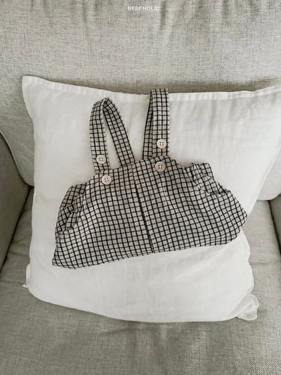 Bebe holic06｜(3m-18m) 棋格吊帶褲7