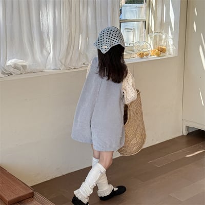 (80-130cm) 燈心絨小蕾絲五分連身褲7