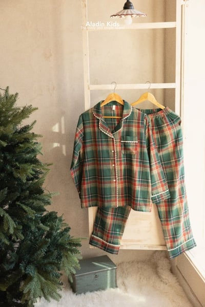 ALADIN24｜(mom-dad) 聖誕格紋家居套裝1