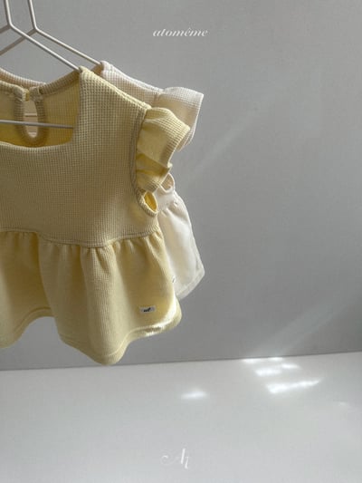 Atomeme22｜(70-110) 華夫格荷葉袖傘狀上衣4