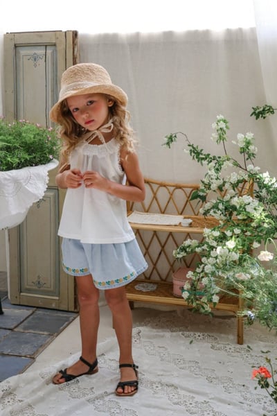 FLO25｜(75-140) 玫瑰邊牛仔短褲8