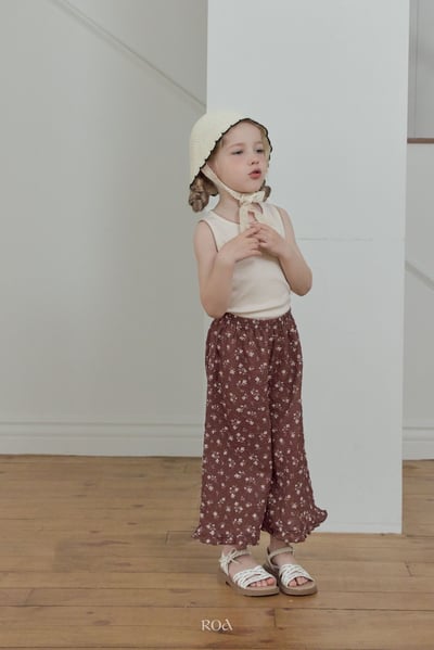 ROA33｜(6m-18m) 2色抓皺碎花荷葉擺長褲11