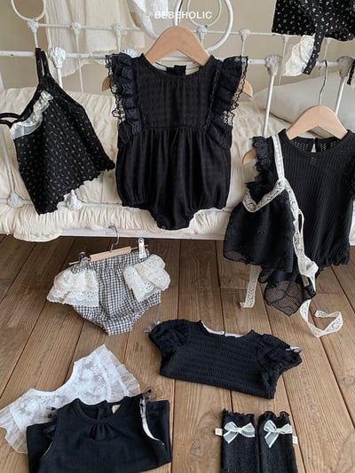 Bebe holic26｜(3m-18m) 蕾絲邊袖連身服9