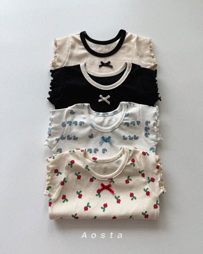 AOSTA45｜(6m-5y) 4款羅紋緞帶木耳邊上衣1