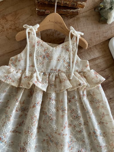 Anne Shirley35｜(1y-5y) 2色碎花壓紋綁帶洋裝9