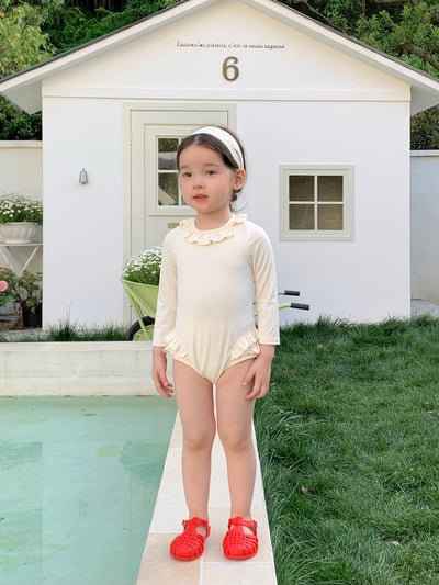 JE30｜(73-130cm) 蕾絲花邊防曬50+泳衣-長袖13