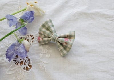 FLO03｜(free) 3色格紋蝴蝶結髮夾13