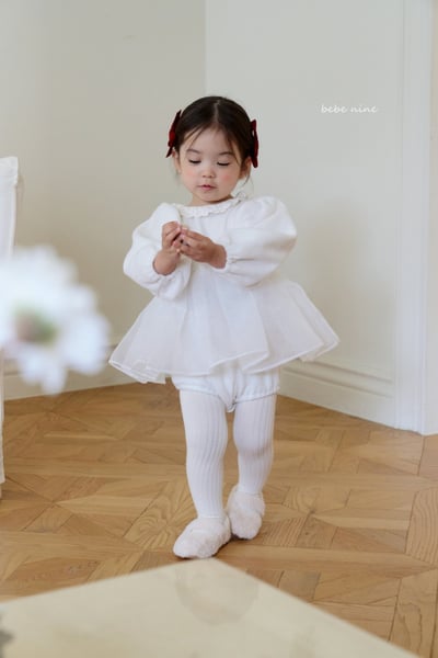 bebe nine55 (65cm-85cm) 2色蕾絲滾邊薄紗洋裝包屁衣5