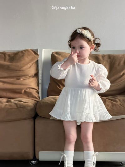 JE703｜(66-90cm) 棉紗荷葉洋裝包屁衣1