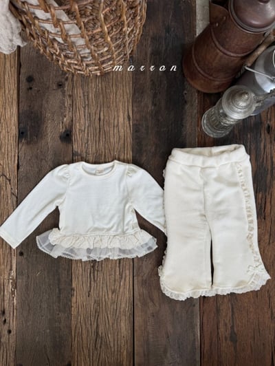 Marron 01｜(1y-6y) 公主袖蕾絲下擺上衣4