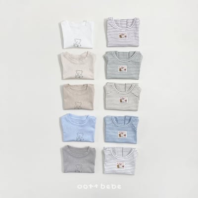 Oottbebe02｜(0m-12m  1y-7y)  素色上衣+條紋背心（兩件組）3
