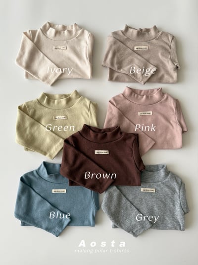 AOSTA56｜(6m-5y) 小標中高領上衣10