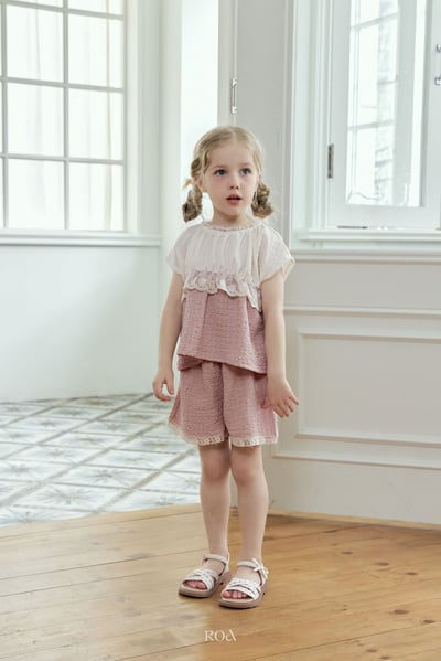 ROA01｜(6m-18m) 2色蕾絲撞色套裝2