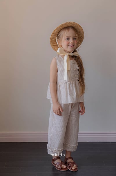 M-KIDS53｜(65-115cm) 緞帶草帽6